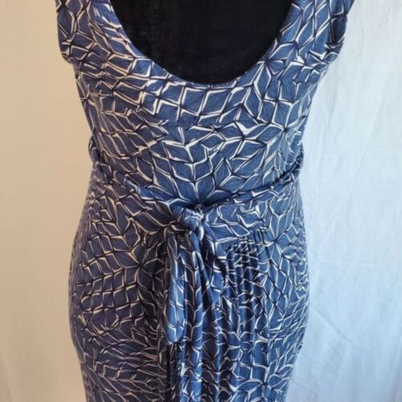 NY&C Stretch Sleeveless Ruffled V-Neck Bohemian Dress w/ Tie SZ Medium - Picture 5 of 10